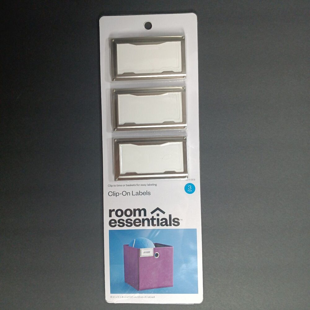 Room Essentials 3 Pack Paperboard And Metal Fabric Basket Clip-On Labels